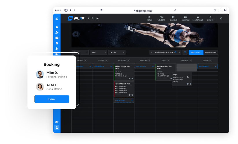 commercial gym scheduling